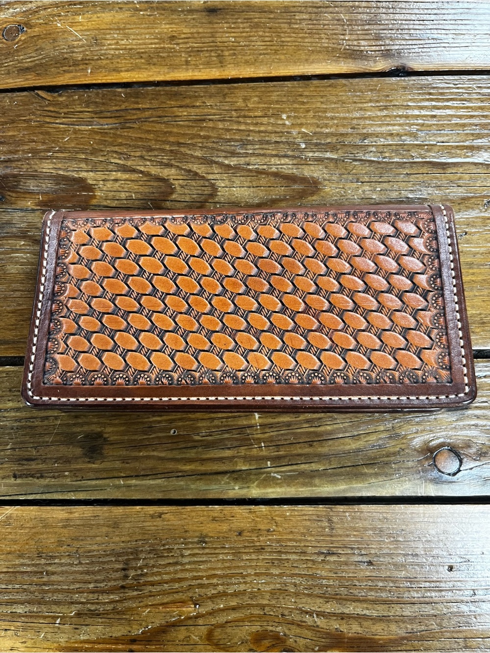 Custom Made Hand Tooled Full Grain Leather Roper Wallet
